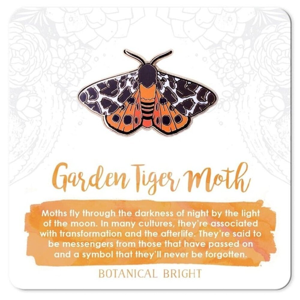 Garden Tiger Moth Enamel Pin - Gold‎ Plated Base Nature Brooch